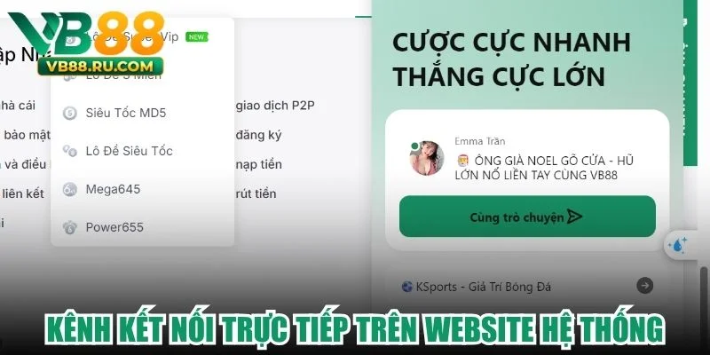 Kênh kết nối trực tiếp trên website hệ thống Kênh kết nối trực tiếp trên website hệ thống
