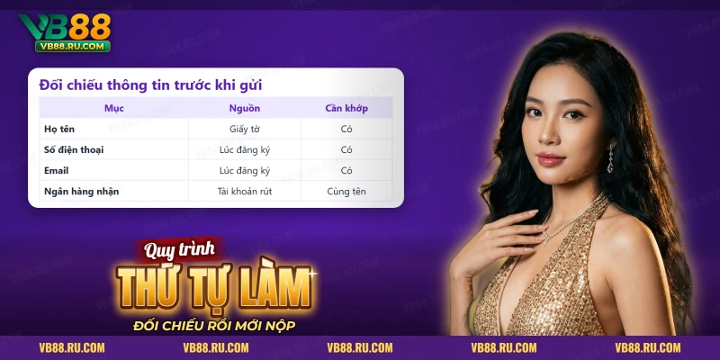 Bảng đối chiếu thông tin trước khi gửi hồ sơ xác minh