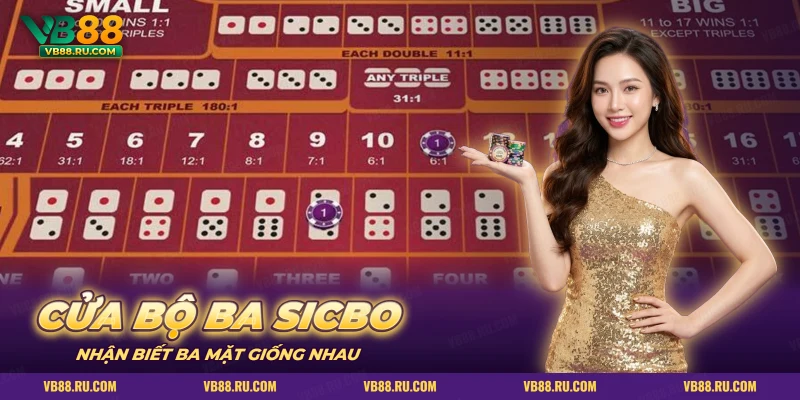 Bàn Sicbo nền đỏ với ô bộ ba và các hàng mặt xúc xắc