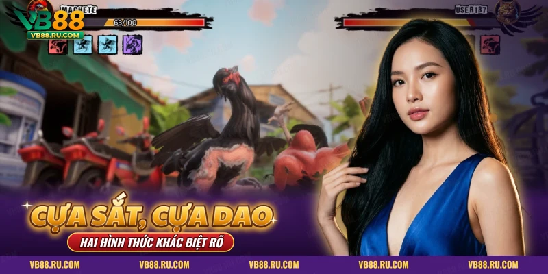 Đá gà cựa sắt và cựa dao VB88 qua màn game đối đầu hai chiến kê