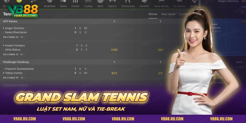 Danh sách trận tennis trực tiếp kèm điểm từng set cho phần luật set