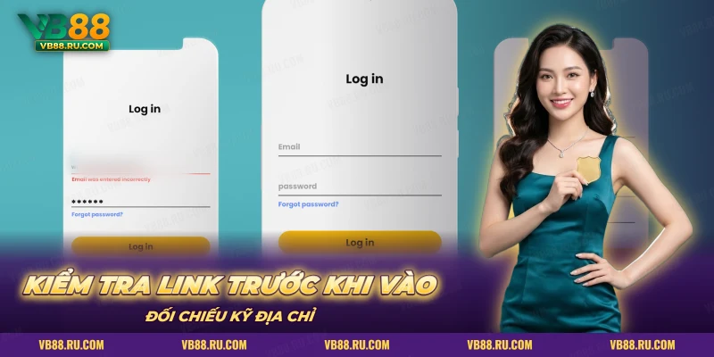 Màn hình đăng nhập điện thoại nền xanh ngọc khi kiểm tra link vào VB88