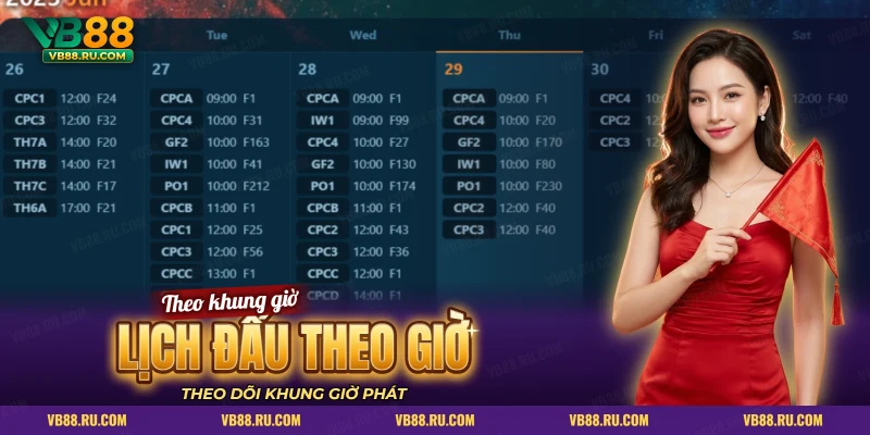 Bảng lịch thi đấu theo tuần với các sới và khung giờ từng ngày