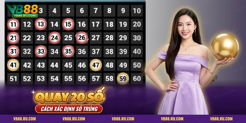 Bảng số Keno có các số khoanh tròn sau khi quay, xác định số trúng