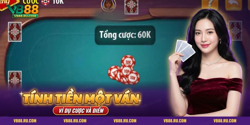Bàn bài xanh ngọc có tổng cược và chồng chip đỏ, tính tiền một ván