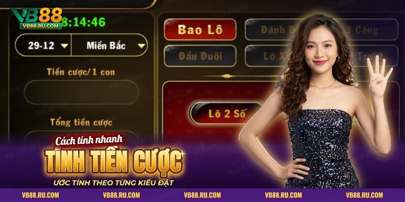 Màn đặt cược lô đề có ô tiền cược mỗi con và tổng tiền cược
