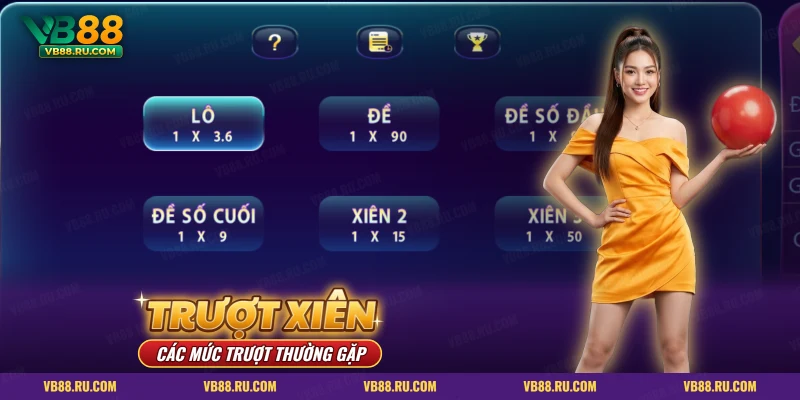 Bảng chọn kiểu cược lô đề đề số cuối và xiên khi xét trượt xiên