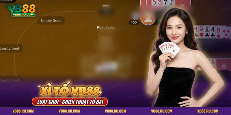 Xì tố VB88 trên bàn bài còn ghế trống, hũ cược và lá bài