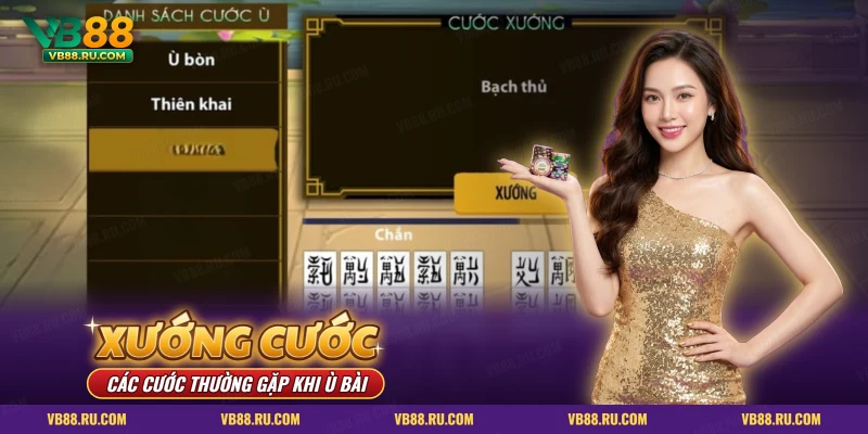 Danh sách cước ù với nút Xướng và hàng lá bài chắn, các cước khi ù